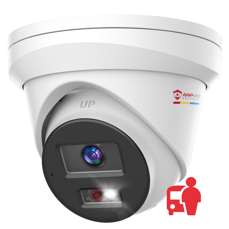 Anpviz 5MP PoE IP Camera with Audio, Full Metal Turret Security Camera Outdoor with Human Vehicle Detection, Smart Color Night Vision, 3072x1728@20fps, 114° FOV, WDR, IP67 Waterproof (H Series) 5MP White
