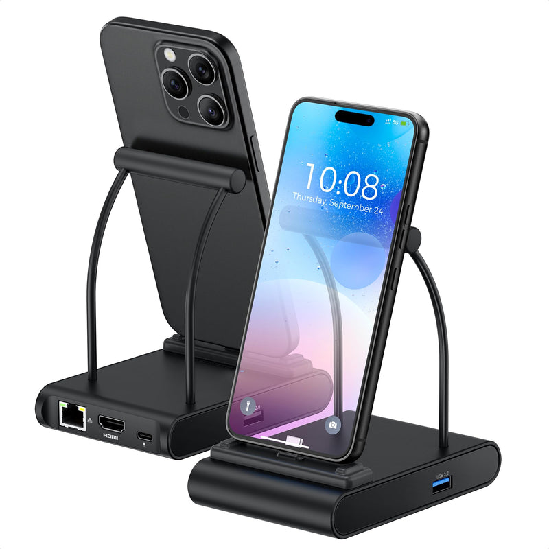 Cable Matters 5-in-1 iPhone 16/15 USB C Hub HDMI 4K@60Hz, iPad Docking Station with Gigabit Ethernet, USB-A 3.2 Port, 100W PD, USBC Hub Stand for iPhone 16/15 Pro Max, iPad Pro, Galaxy S23 Ultra