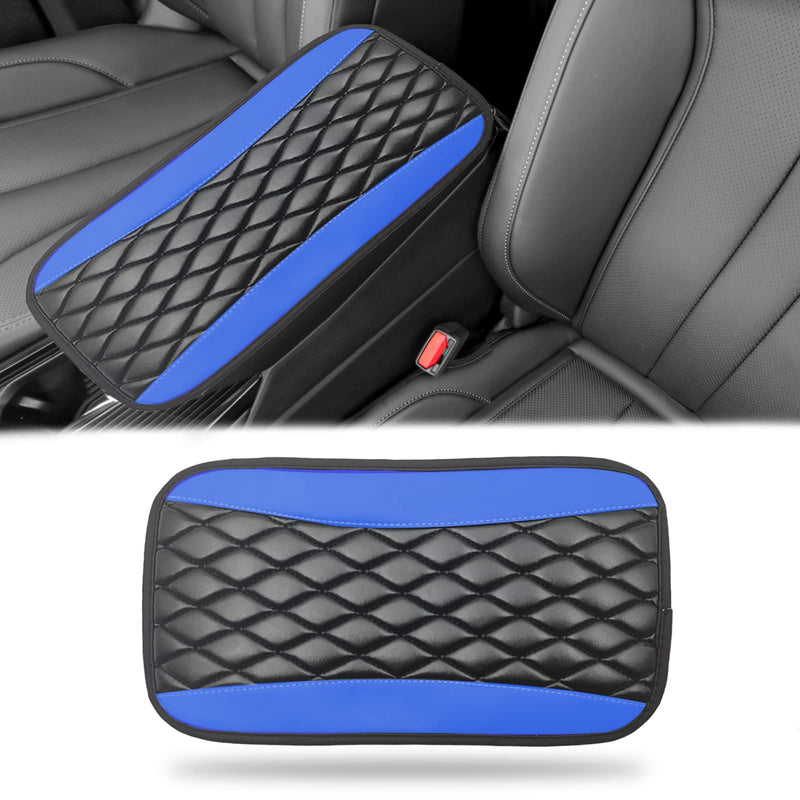Car Center Console Cover, Universal Leather Waterproof Armrest Seat Box Cover Protector, Comfortable Car Decor Accessories Fit for Most Cars, Vehicles, SUVs -Blue blue