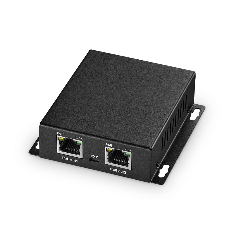 Gigabit PoE Extender Passthrough Switch, 1 PoE in 2 PoE Out, IEEE802.3af/at/bt PoE Powered Max 60W, Hi-PoE 90W, 10/100/1000Mbps, Metal Small Wall Mount PoE Extender/Injector/Network Extender 1000M 60W