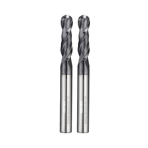 Tools Ball Nose Carbide End Mill, MAH Coating, CNC Cutting Tools for Stainless Steel,Hardened Steels,High Temp Alloys,Medium Alloy Steels, 2 Flute,1/4" Shank,Inch Size (Ball .25(1/4)", 2pcs) 1/4"DIA - 0.75"FL - 2.5"OL - 1/4Shank 2PC