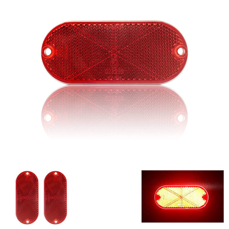 Reflector Self Adhesive Oval 114X50mm Safety Waterproof Stick on for Driveway Mailbox Trees Fender Trailer Red 2pcs
