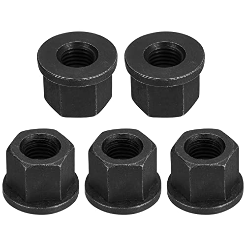 uxcell M16 Flange Hex Nuts, 5pcs Grade 10.9 Carbon Steel Black Oxide Finished Hex Flange Nuts for Machinery 5