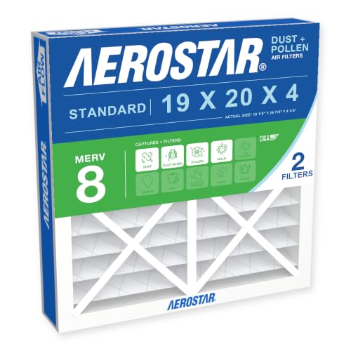 Aerostar Air Filter 19x20x4 MERV 8 AC Filter, HVAC, Furnace Filter, 2 Pack Advanced MERV 11