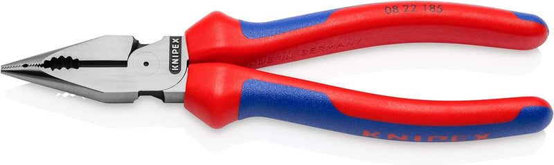 KNIPEX 08 22 185 Pointed Combination Pliers with Comfort Handles Black Atramentized 185 mm