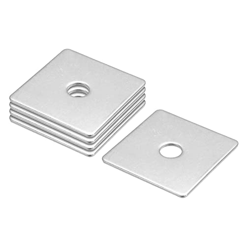 uxcell Square Washer, 5pcs M10x50x50x2mm 304 Stainless Steel Square Plate Washers Flat Pad Spacer Gasket for Hardware Fastener 5