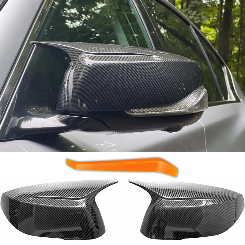Carbon Fiber Side Mirror Caps for Infiniti Q50 Q60 Q70 QX30 QX50 Q50L Accessories, Passenger Driver Side View Mirror Cover Replacement Car Exterior Body Tuning Parts & Trim - 1Pair (Left-Right) Carbon Fiber Pattern