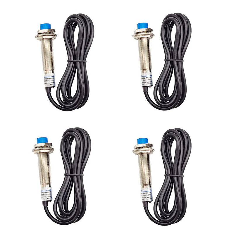 Inductive Proximity Sensor M12 LJ12A3-4-Z/BX Normally Open Detection Approach Switch 4mm NPN NO 3 Wire DC 6V-36V (4 Pack)