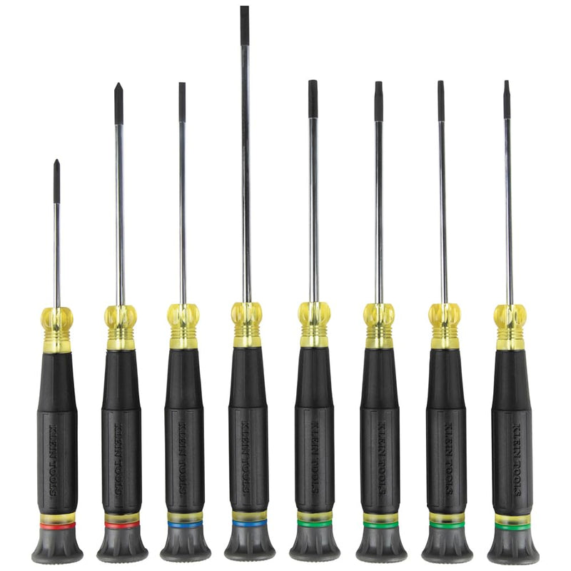 Klein Tools 85617 Mini Precision Screwdriver Set, Slotted, Phillips, TORX, Cushion-Grip Handles, Ideal for Terminal Blocks, Electronics 8-Pc Phillips + Slotted + Torx Kit