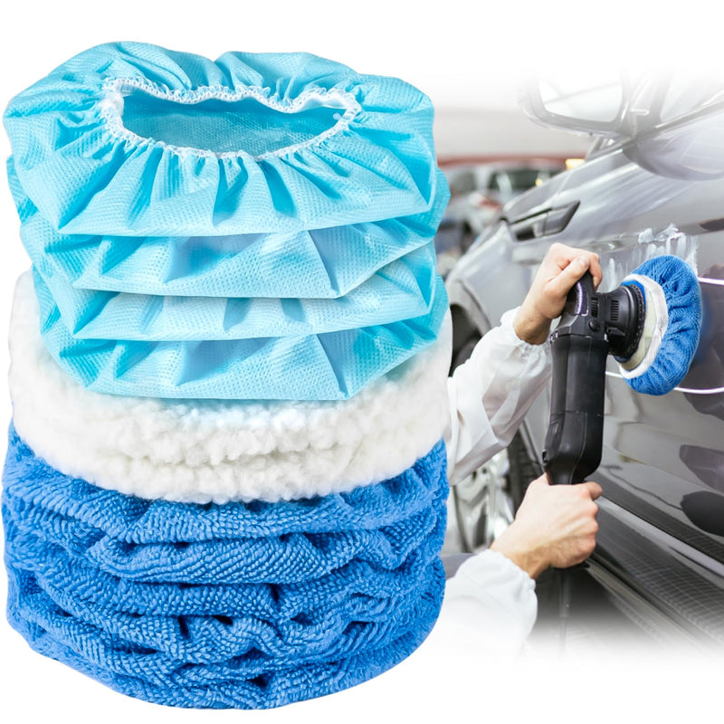 Sukh 12PCS Car Buffing Pads - Car Polishing Bonnet Pad Buffing Pads 5 to 6 Inches Microfiber Polish Pads Orbital Buffer Pads Wax Cover Kit for Vehicle Waxing and Cleaning