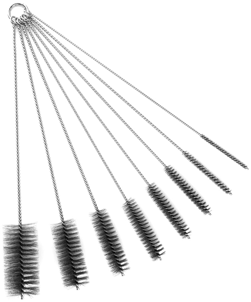 16 Inch Extra Long Pipe Cleaning Brush Set Stainless Steel Bristles, Stainless Steel Pipe Brush Steel Bottle Brush 8 Piece Variety Pack for Auto Parts, Bottles,Tubes, Etc. 16 Inch