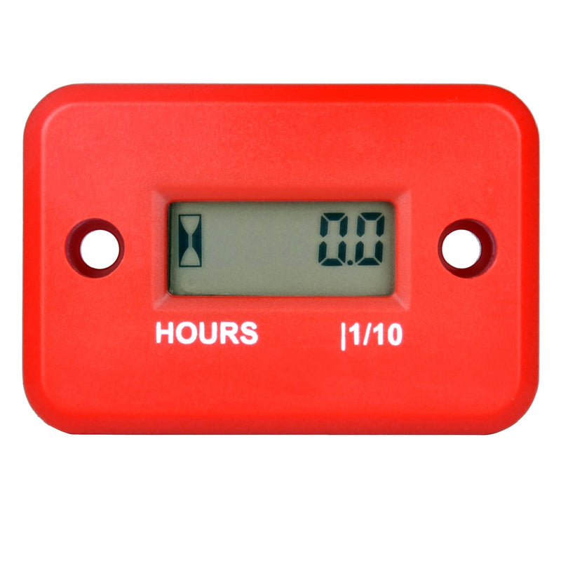 Yooreal Digital Inductive Hour Meter Waterproof IP68,Works on Various of ZTR/Riding Lawn Mower Land Trimmer UTV Brush Cutter Tractor ATV Boat Outboard Motor Dirt Bike Motorcycle. (HM006A Red) HM006A Red