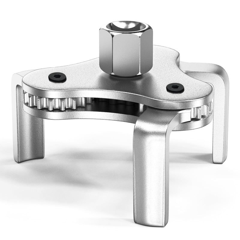 Universal Oil Filter Wrench Adjustable, from 2-1/2 inch to 4.5 inch 3 Jaw Oil Filter Removal Tool Set, Efficiency 2 Way Oil Filter Wrench Silver