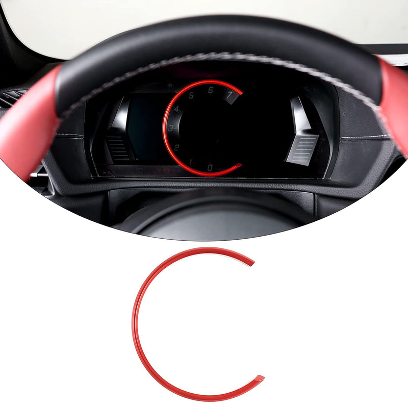 Daeiclru Dashboard Trim Ring Fit for Toyota Supra GR A90 A91 MK5 2018-2022, Interior Tachometer Decoration Ring Cover, Dashboard Gauge Meter Surrounding Ring Accessories (Red) Red
