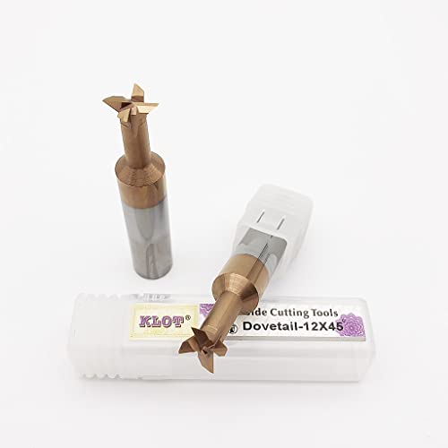 KLOT AlTiN Coated Solid Carbide Dovetail Milling Cutter 2mm-20mm 45°60°75° End Mill (4mm 60° L50mm) 4mm 60° L50mm