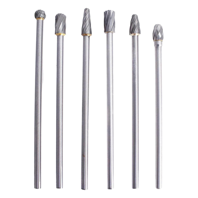 10mm Rotary Aluminum Cut Burr 6Pcs 6mm 1/4 Inch Shank 150mm Long Reach, Carbide Alloy Rotary Burr Set, Fit for Woodworking, Drilling, Metal Carving, Engraving, Polishing