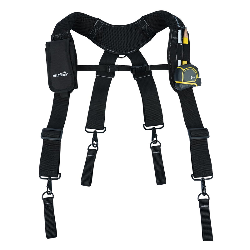 MELOTOUGH Work Belt Suspender Tool Belt Suspenders Bag Suspenders for Men Heavy Duty with Gel Shoulder Pad Detachable Phone Holder for Construction/Electrician/Contractor/Carpenter Suspenders for tool belt