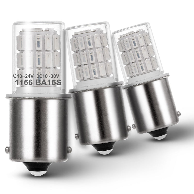 1156 1141 1003 7506 BA15S LED Bulbs Brilliant Red, LED Replacement for 12 Volt RV Tail Brake Lights Camper Trailer Boat Trunk Interior Lights, DC Bayonet Single Contact Base,AC10-24V DC10-30volt,3Pack 1156 Brilliant Red