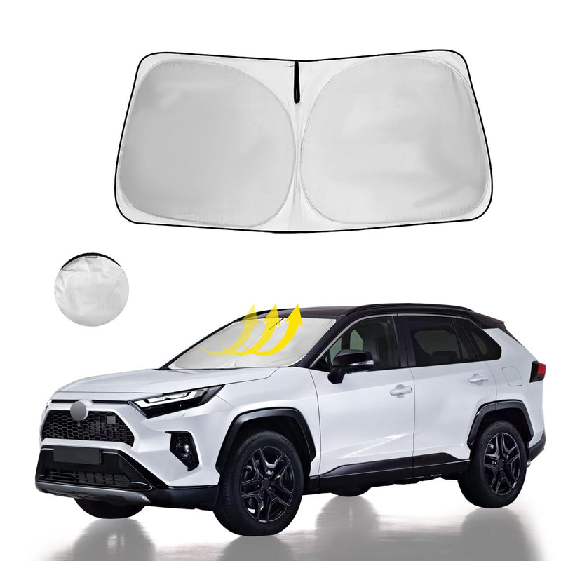 Windshield Sun Shade Fit 2025 2024 2023 2022 2021-2019 Toyota RAV4 Prime LE Hybrid XLE XLE Premium Adventure TRD Off Road Front Window Sunshade Accessories SUV Sun Visor UV Protector Heat Shield Cover B. for Toyota RAV4 2019-2025
