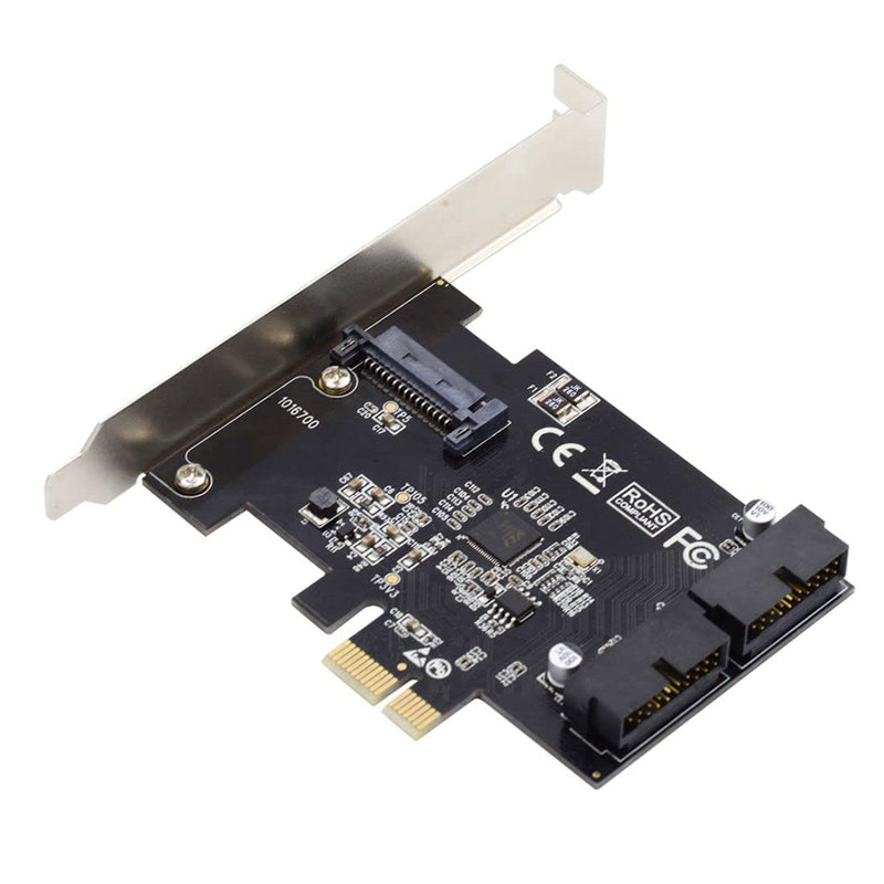 ChenYang Dual USB 3.1 Gen 1 20Pin Front Panel Socket to PCI-E 1X PCI Express Expansion Card Adapter Dual USB 3.1 Gen 1 20Pin 5Gbps