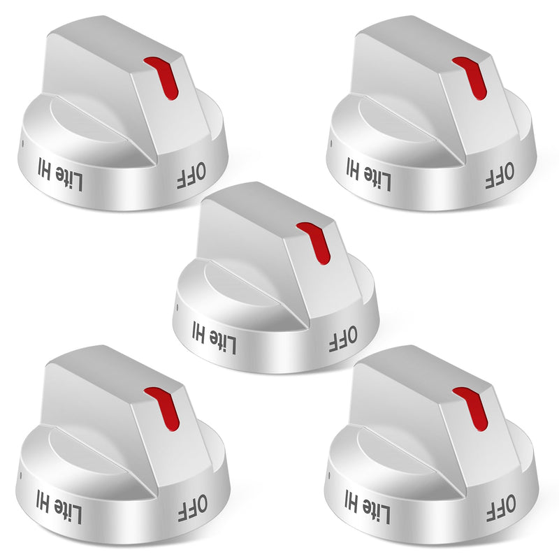 Upgraded DG94-04167 Gas Stove Knobs(5pcs), NX60A6511SS Knobs, Replace DG94-04167A DG94-04167D Knob, Fit for Samsung Stove NX60A6511SS/AA NX60A6711SS/AA NX60A6751SS Knob DG94-04167, DG94-04167L
