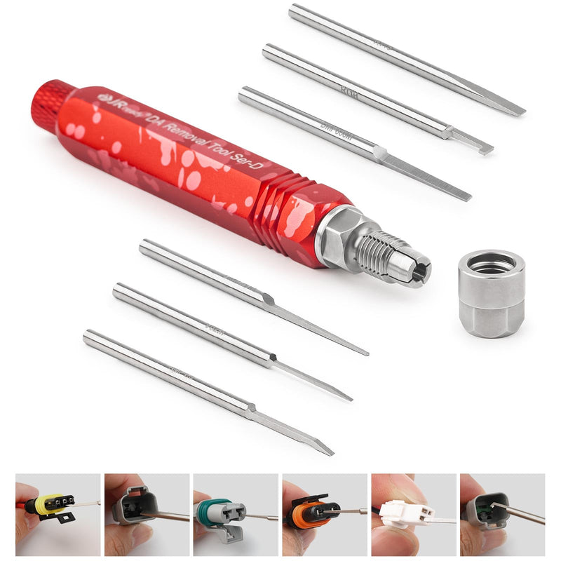 JRready ST5258 Electrical Pin Extractor Tool Kit with 6PCS Replacement Tips for AMP/Metri Pack/TE/JST/Deutsch Connectors, Pin Removal Tool Perfect for Car Repair Electrical Harness terminals