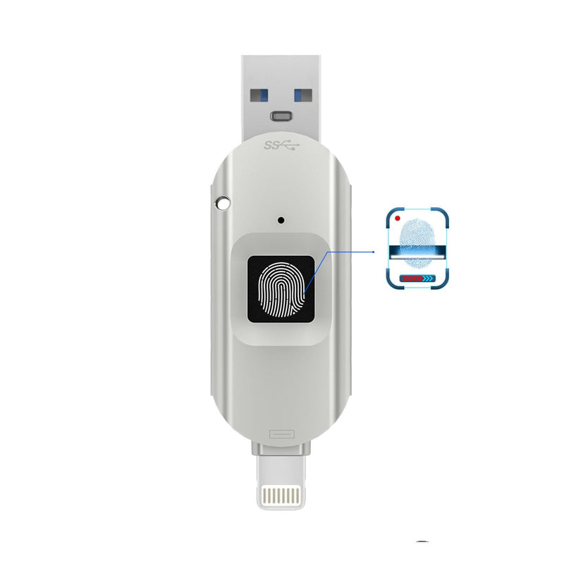 for iPhone USB3.0 Encrypted Drive Drive External Storage Fingerprint Encryption USB Flash Drive for iPhone/iPad/Mac/PC USB3.0 Flash Drive 128GB 128G