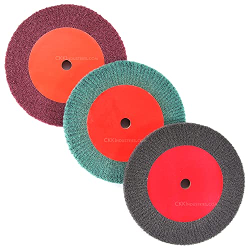 Holstex Abrasive Wheels - 3 Wheel Pro Combo Kit - Non-Woven Fiber (400, 600, 800 Grit) - 6.0 Dia. x 0.50 Thickness - Compatible with Angle Grinder, Die Grinder 3 Wheel Combo (6.0 x 0.5)(400, 600, 800 Grit)