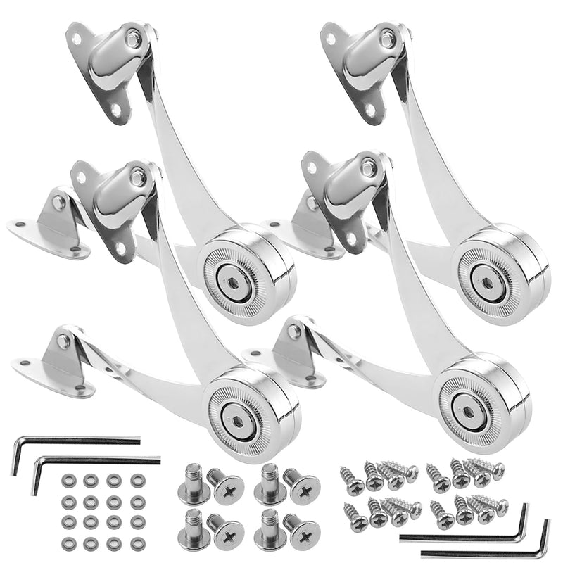 4 Pcs Heavy Duty Soft Close Lid Support Hinges - Adjustable Metal Lift-Up Cabinet Door Hinges for Toy Box, Right/Left Hand Mount, Zinc Alloy, Satin Nickel Finish, Includes Allen Wrench & Screws 4 Pcs