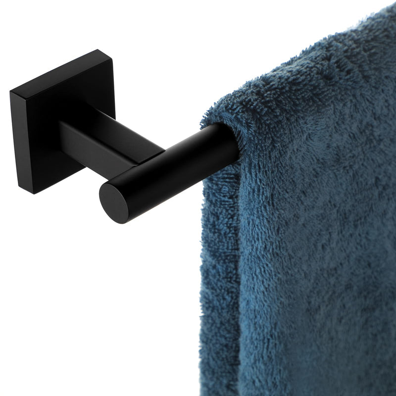 Matte Black Towel Bar, 20 Inches Stainless Steel Towel Rod-Square Base, Wall Mounted Towel Rack for Bathroom Matte Black 20 in