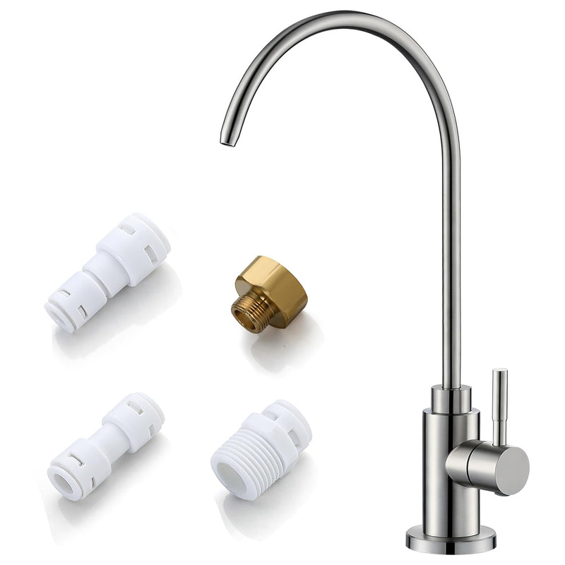 Reverse Osmosis Faucet Fits Most RO Units or Water Filtration System, Non-Air Gap Stainless Steel Drinking Water Faucet for Bar, Kitchen Sink, RV (DM001 BN) Brushed Nickel