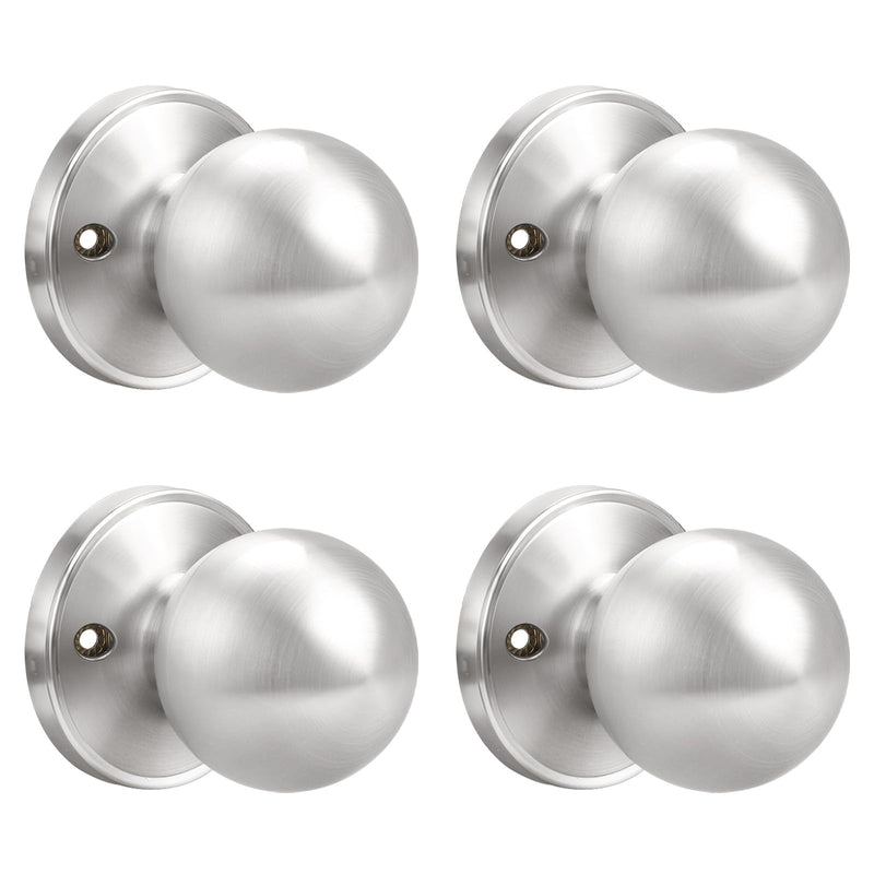 Probrico 4 Pack Round Satin Nickel Single Dummy Door Knobs, Individual Non-Turning Dummy Door Knob Single Side, Interior Door Knobs, Easy Installation