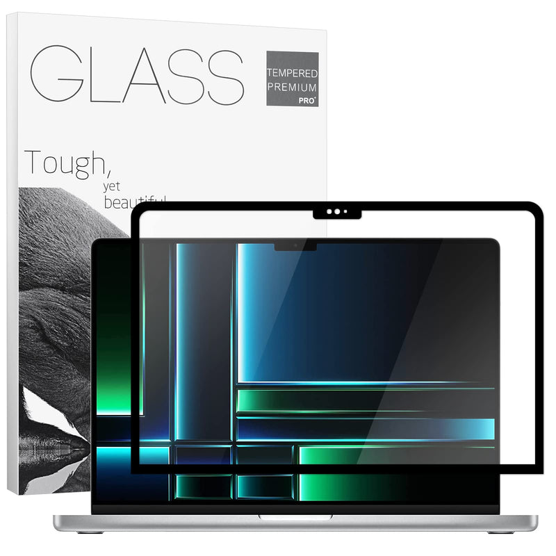 Tempered Glass Laptop Screen Protector for MacBook Pro 16 Inch (M3 Pro/M3 Max/M2 Pro /M2 Max /M1 Pro /M1 Max), 9H Hardness Bubble Free Anti-Scratch Anti-Fingerprint Laptop Screen Filter Ultra-Thin Tempered Glass Film (Black Frame)