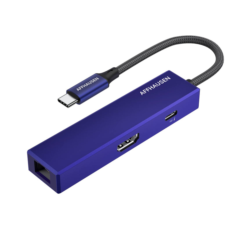 HM01 3-in-1 USB-C Hub, Gigabit Ethernet, 4K@60Hz HDMI, USB-C Charging for iPhone 15, iPad Pro, MacBook, XPS, Lenovo DY22HUM3101S