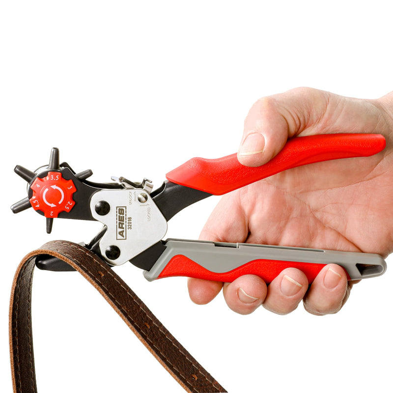 ARES 32016 – Professional Hole Puncher – Heavy Duty Leather Punch Plier Tool for Belts, Watch Bands, Saddles, Shoes, and More – Heavy Duty Rotary Punch Tool for DIY Home Craft Rotary Fabric & Leather Hole Puncher