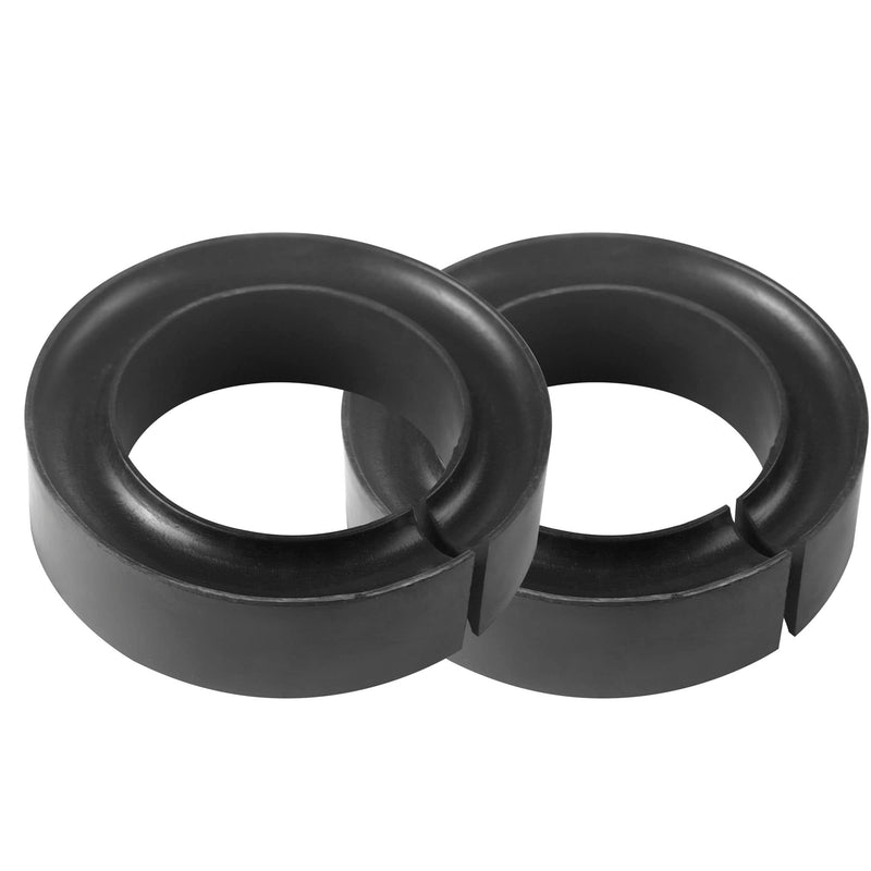 2-Pack Heavy Duty Round Rubber Coil Spring Spacer Set | Universal coil spring booster for car suspension support and ride height lift