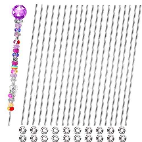 40pcs 8/32 Inch Threaded Rods with Hex Nuts M4 12 Inch 304 Stainless Steel Fully Rod Threaded, 20Pcs Right Hand Threads &20Pcs Hex Nuts for Beaded Garden Stake Rods (300MM) 12inch(40pcs)