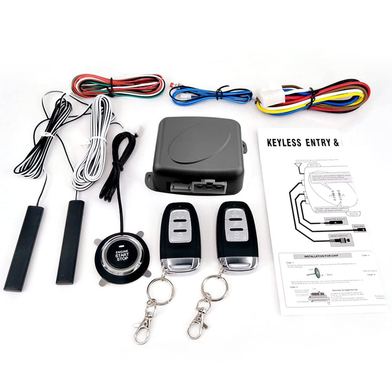 Car Start System, 9Pcs Car SUV Switch Keyless Entry Engine Start Alarm System Push Button Remote Starter Stop Auto Anti-Theft System