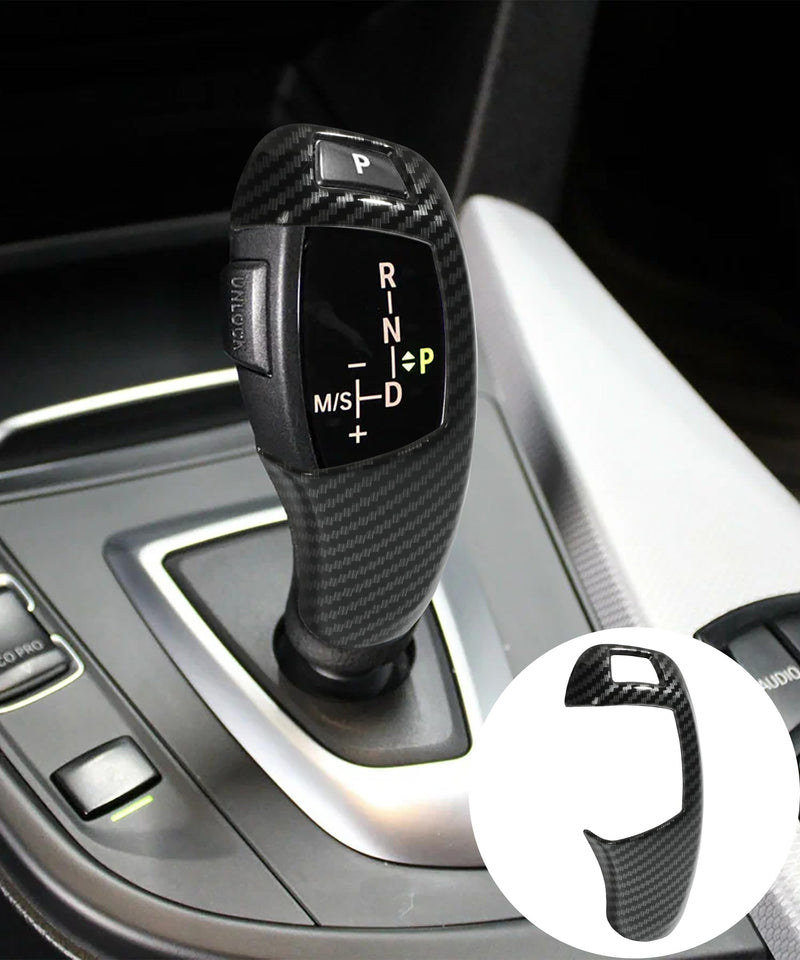 YAKEFLY Carbon Fiber Car Gear Shift Knob Cover,Car Sticker Decals Gear Shift Knob Cover,Carbon Fiber Pattern for F20 F30 F31 F34 X5 F15 X6 F16 X3 F25 X4 F26 F1 Accessories