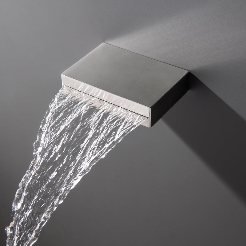 Waterfall Tub Spout Bathtub Spout for Bathtub Faucet SUS304 Stainless Steel & Solid Brass Bathroom Tub Faucet Replacement High Flow Shower Spout Brushed Nickel Wall Mount, TS1-BN Only Spout