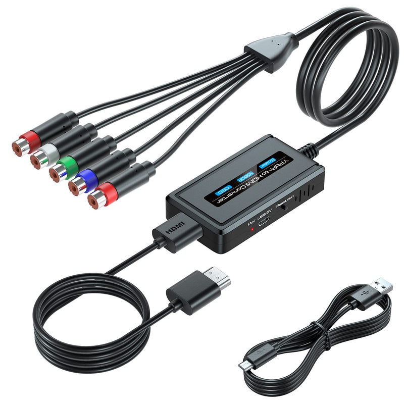Female Component to HDMI Converter with Scaling Function for PS2/NGC/Xbox/Wii with Male Component, YPbPr to HDMI Scaler Converter with HDMI and Integrated Component Cables, RGB to HDMI Converter…