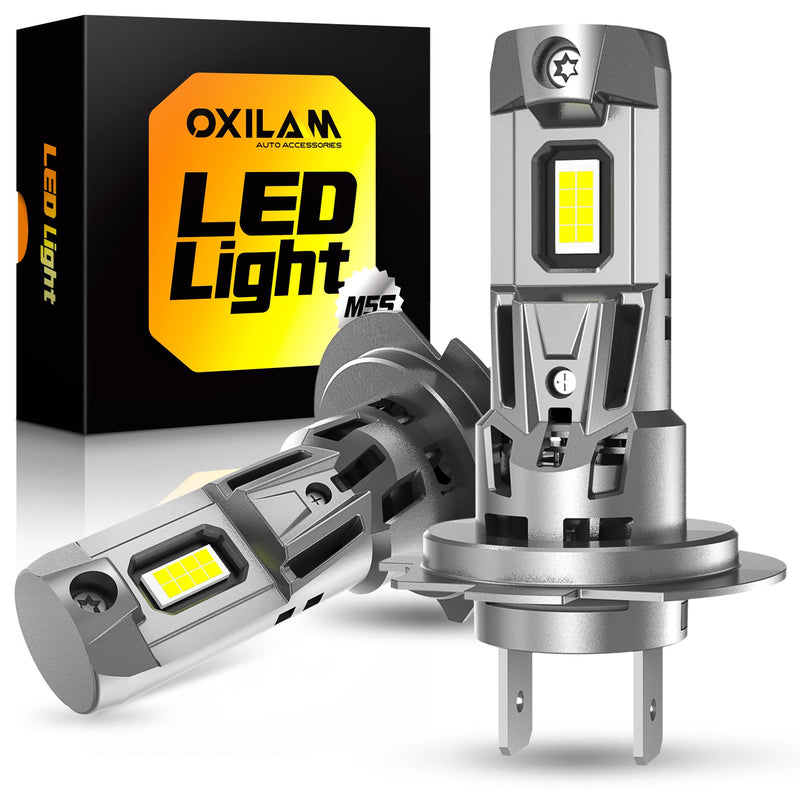 OXILAM Newest H7 LED Bulb 22000LM 7X Brightness, 6500K Cool White Light, 1:1 Size No Adapter Required, Plug and Play Fog Light Halogen Replacement, Pack of 2