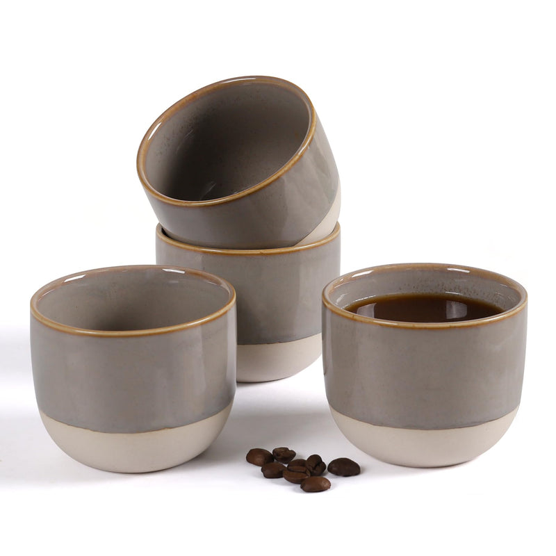 Ceramic Espresso Cups Set of 4, 5oz Espresso Coffee Mugs, Special Glazed Demitasse Cups Expresso Coffee Cup for Espresso Machine