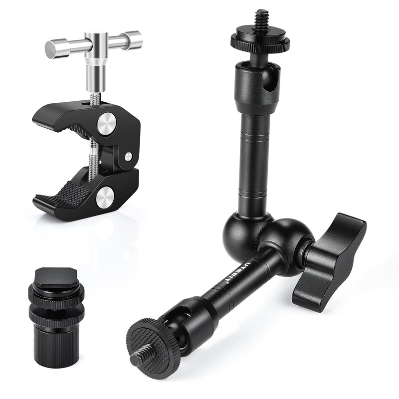 UTEBIT Adjustable Magic Arm with Super Clamp, 9 inch Articulating Arm Clamp Kit for LCD Monitor, LED Light, Flash Light, Camera Rig