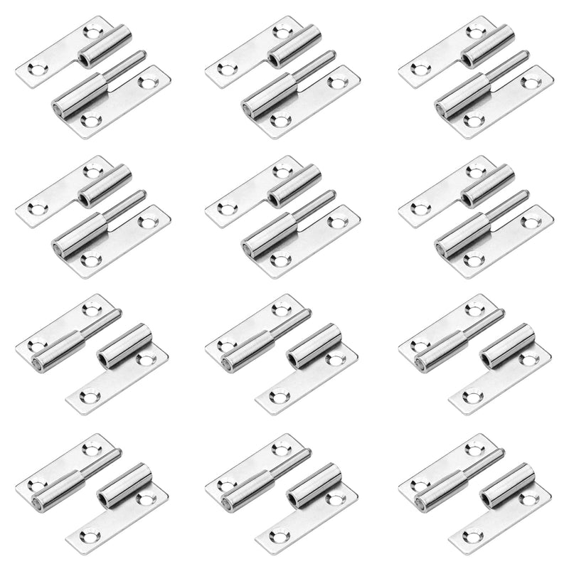 12 Pack H-Shaped Lift Off Hinge for Cabinet Door, 2" x 1-3/8", Left & Right | 304 Stainless Steel