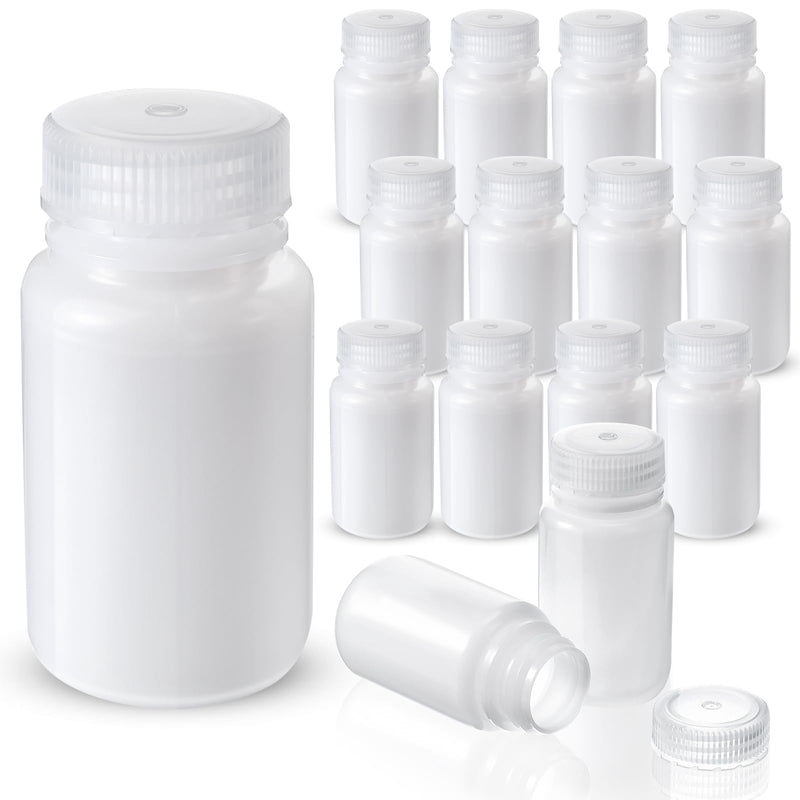 Zhehao 30 Pcs 4 oz Sample Bottle with Cap Wide Mouth Reagent Bottle Plastic Hdpe Jar with Lid Empty Sealed Leakproof Container for Water Oil Lab Classroom Home(Translucence) Translucence
