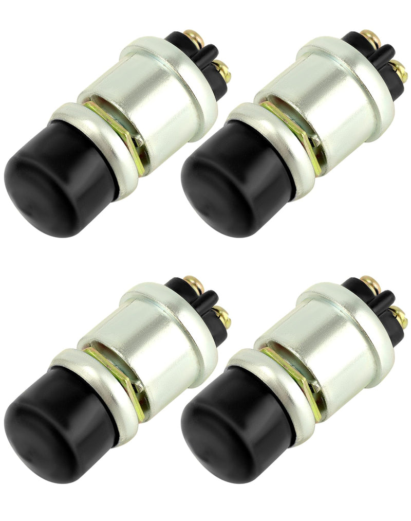 QWORK Engine Start Push Button Switch, 4 Pcs 12V 50A Momentary Start Switch for Car Truck Boat, Black Cap