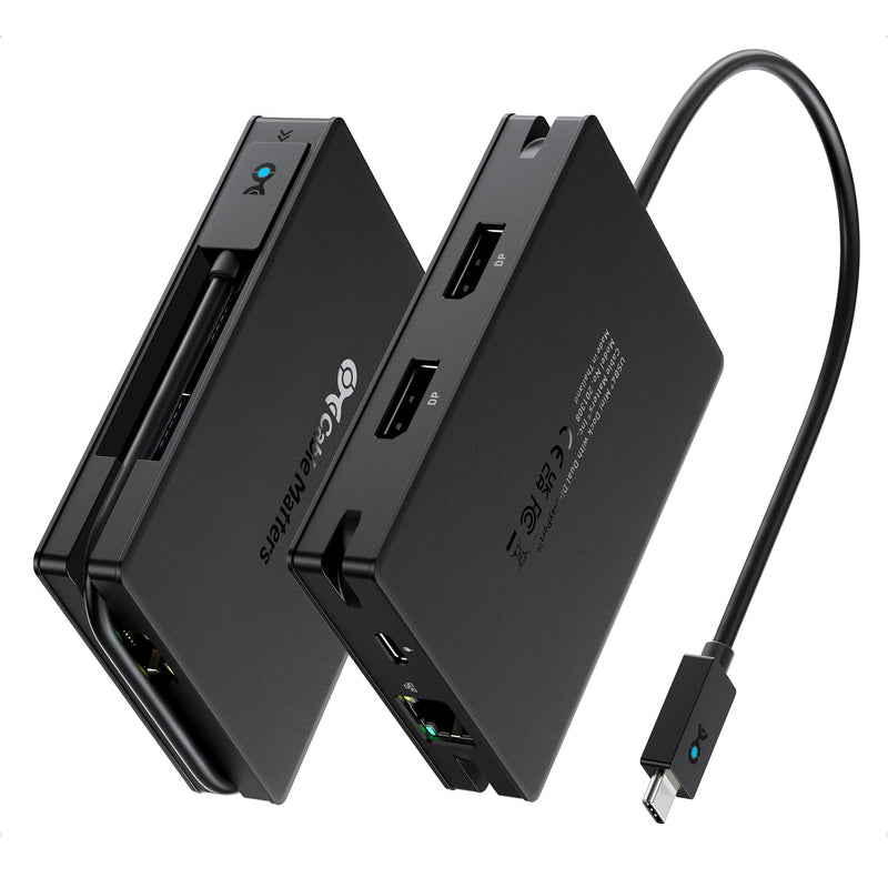 Cable Matters 8-in-1 Portable 40Gbps USB4 Hub (USB 4 Dock) Dual DisplayPort 4K@60Hz, Single DP 4K@240Hz/8K@60Hz, 100W PD, Gigabit Ethernet, Limited macOS Display Support, Thunderbolt 4 Compatible