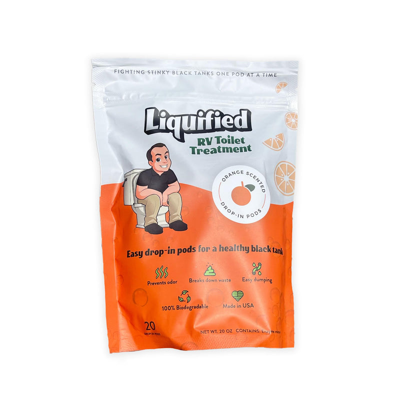 Liquified RV Toilet Treatment Drop-Ins - Prevents Tank Odors - Breaks Down Waste and Tissue - Septic Tank Safe - Matts RV Reviews - Orange Scent - 20 Treatments (20 1oz pods) 20 Count (Pack of 1)