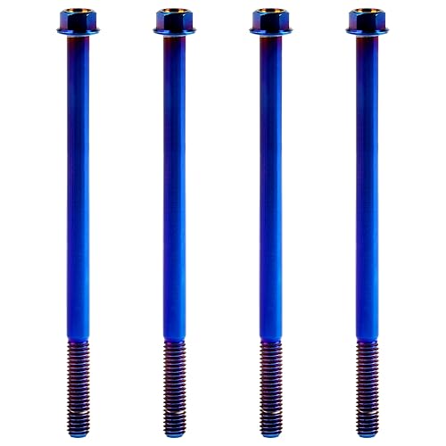 Titanium Ti Flange M6 Bolt Screw (Blue, M6x100mm) Blue